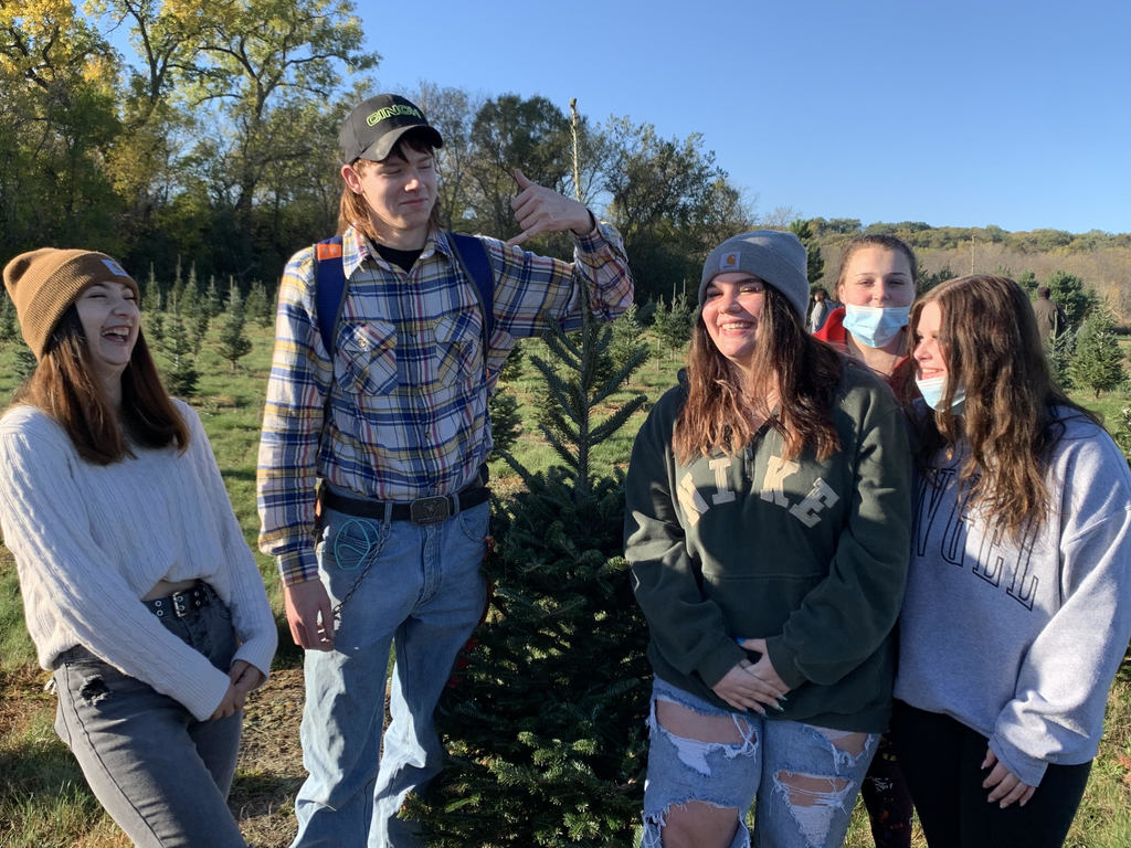 Seniors at ECHO Charter enjoy a field trip to Iverson Tree Farm. Pictured are Cella, Gary, Mary, and Emma. Not pictured: Darren and Isabelle. 